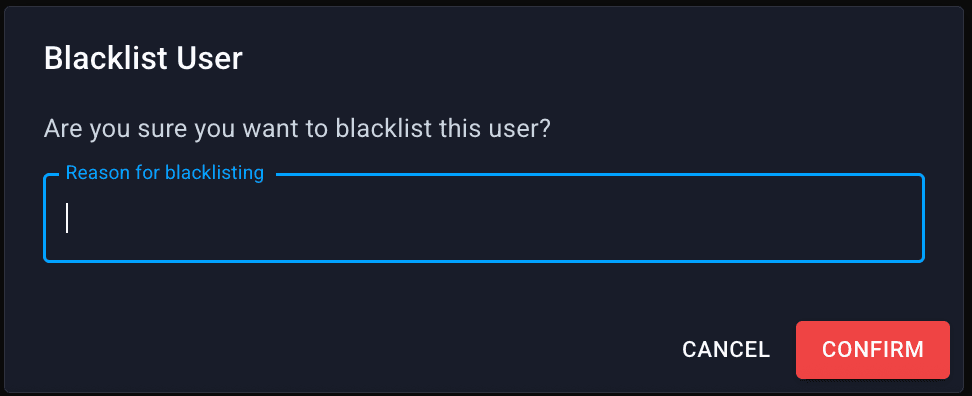 Add to Blacklist modal