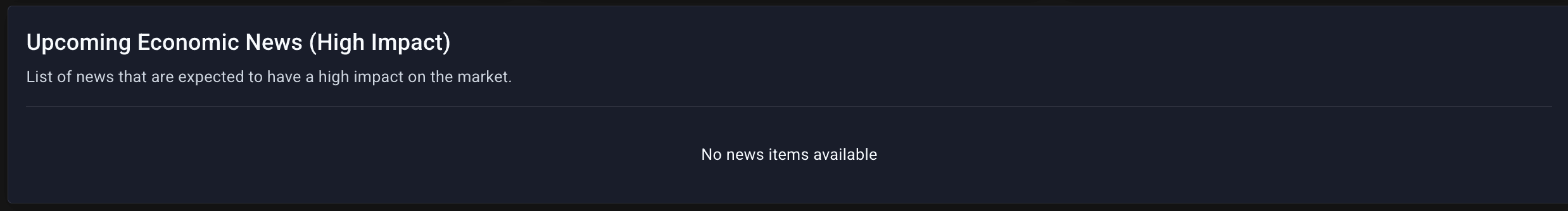 Dashboard — Economic News section