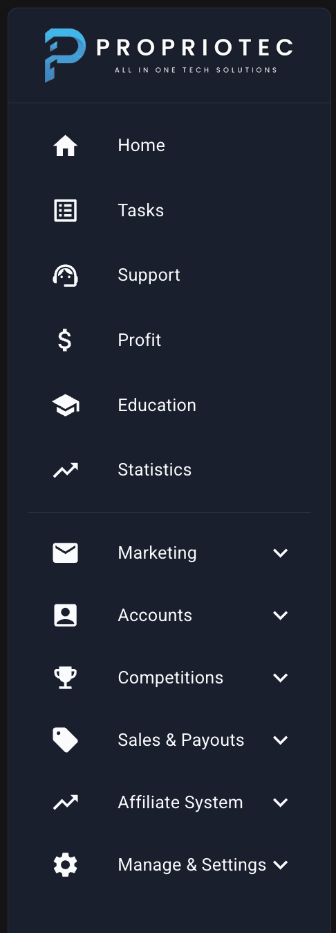 Full sidebar expanded — all main sections